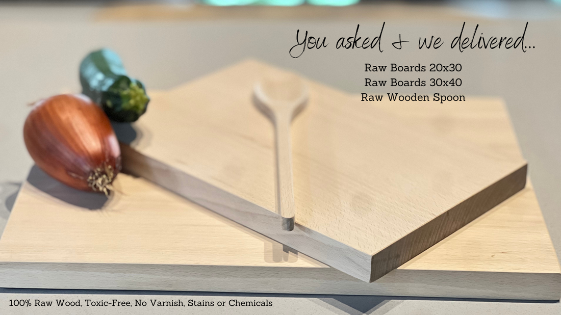 Natural wooden chopping board made without chemicals, varnish, or stains