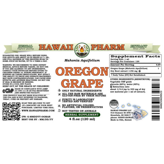 Hawaii Pharm Oregon Grape, Alcohol Free