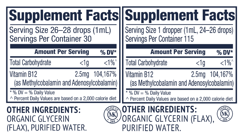 Vimergy B12 Liquid Supplement Facts